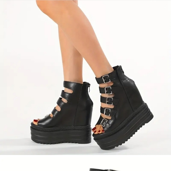 🧿Open Toe Wedge Shoes - Picture 3 of 4